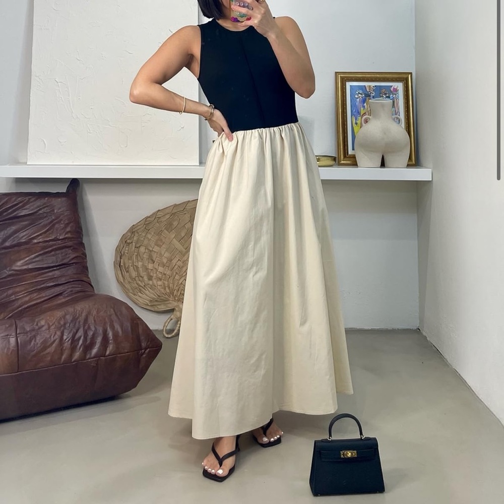 Elegant Black and Cream Women's Dress